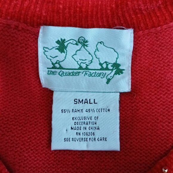 WOMENS VINTAGE QUACKER FACTORY PATRIOTIC SEQUIN FLAG SWEATER, SMALL - Picture 3 of 12